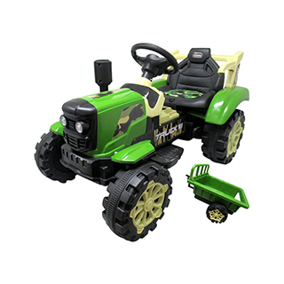 Detský elektrický traktor s vlečkou Megacar CM2 2 x 30W, 1x 6V 7A, zelený