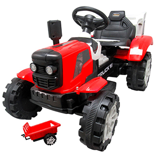 Detský elektrický traktor s vlečkou Megacar CM2 2 x 30W, 1x 6V 7A, červený