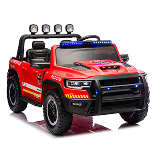 Megacar Detské elektrické autíčko  hasičský,EVA kolesá, kožené sedadlo, USB, MP3, Bluetooth, 4x100W, 24V 10Ah, červený