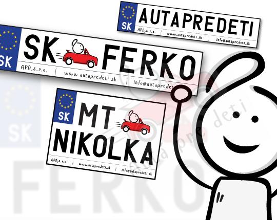 APD personalizovaná ŠPZ pre detské vozidlá - tabuľka