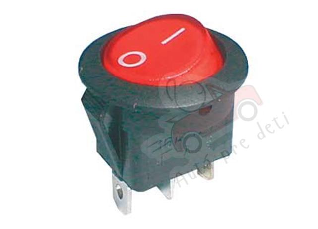 Megacar Prepínač kolískový okrúhly, 16A/12VDC, červený