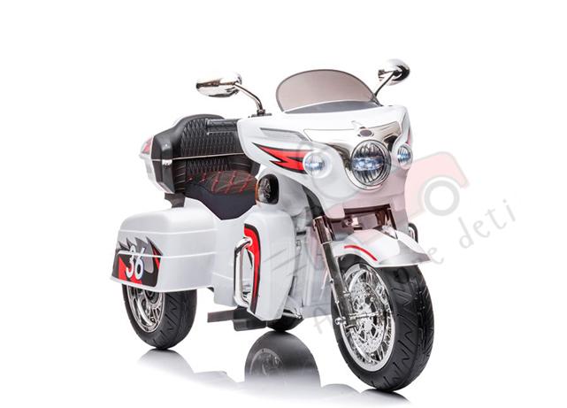 Detská elektrická motorka Megacar Goldwing NEL-R1800GS, trojkolesová, 2x45W, 12V 7Ah, biela