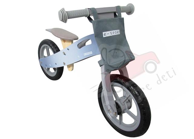 Odrážadlo balančný bicykel R-SPORT RM10, drevené, 85x51x39 cm, penové EVA kolesá 28 cm, sivé