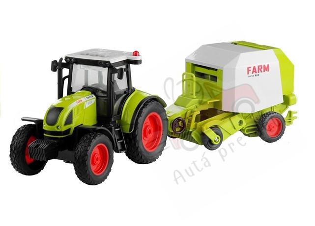 LEANTOYS Farmland detský traktor s lisom na balíky, 37,5 cm
