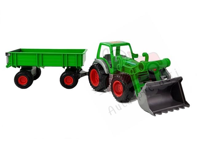 LEANTOYS Polesie detský traktor s vlečkou, zelený