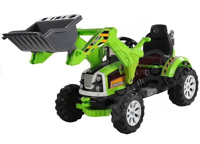 MEGACAR traktor-bager 2x45W, 2x6V 7Ah, zelený