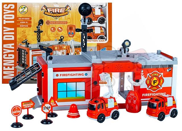 LEANTOYS detská hasičská stavebnica FIRE DEPARTMENT 