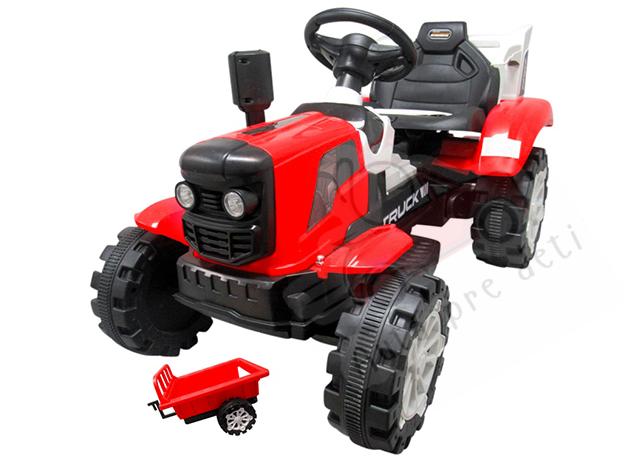 Detský elektrický traktor s vlečkou Megacar CM2 2 x 30W, 1x 6V 7A, červený