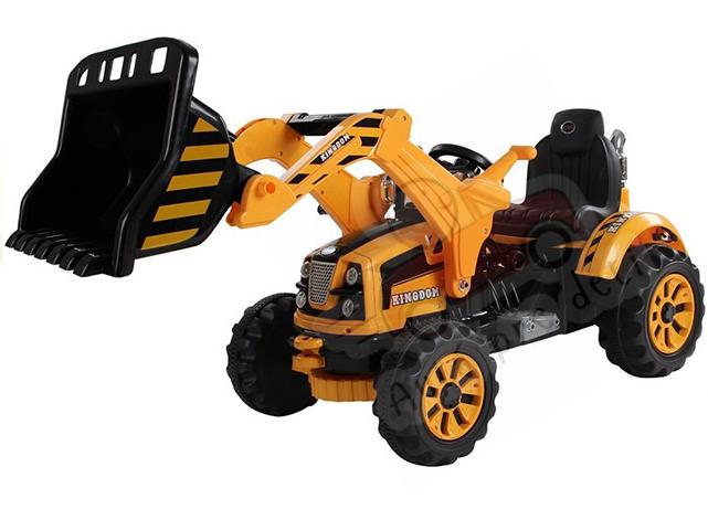 MEGACAR traktor-bager 2x45W, 2x6V 7Ah, oranžový