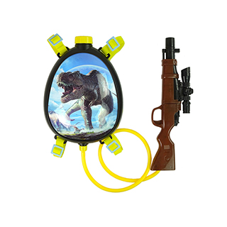 Detská pištoľ na vodu s batohom so zásobnikom vody dinosaury, 32 cm, modrá
