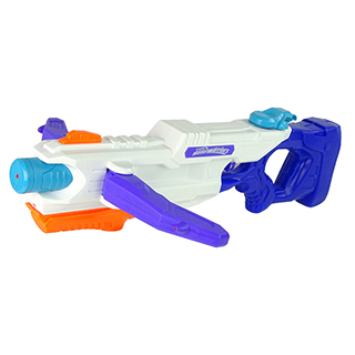 Detská pištoľ na vodu s výsuvným ramenom, 60 cm, 1000 ml, dosah 8 m, bielo-modrá