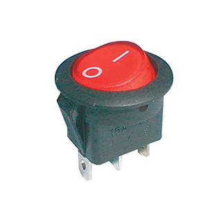 Megacar Prepínač kolískový okrúhly, 16A/12VDC, červený