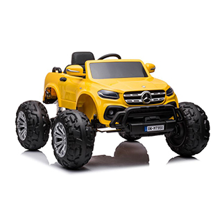 Detské elektrické autíčko monstertruck  Megacar Mercedes DK-MT950 4x4, 4x45W, 2x12V 7Ah, zlato-žlté lakované