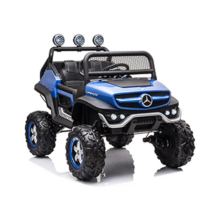 Megacar Mercedes Unimog S, 4x45W, 12V 7Ah, modré lakované