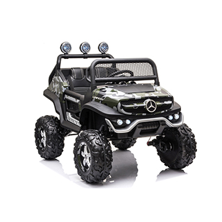 Terénne elektrické autíčko dvojmiestne Megacar Mercedes Unimog S, 4x45W, 12V 7Ah, moro lakované