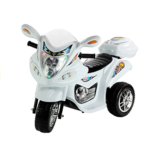 Megacar detská elektrická motorka BJX-88, trojkolesová, 18W, 6V 4,5Ah, biela