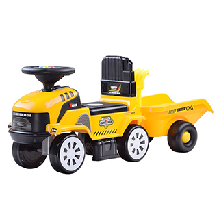 Megacar Traktor s vlečkou ZA3746 + lopatka a hrabličky, žltý