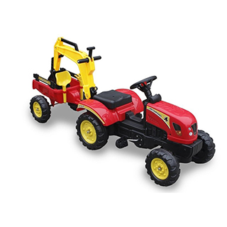 Megacar šľapací traktor Branson s prívesom, 3007, červený