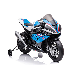 Detská elektrická športová motorka s pomocnými kolieskami  Megacar BMW HP4 Race JT5001, 2x45W, 12V 7Ah, modrá