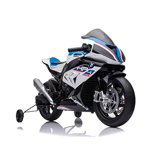 Detská elektrická športová motorka s pomocnými kolieskami  Megacar BMW HP4 Race JT5001, 2x45W, 12V 7Ah, biela