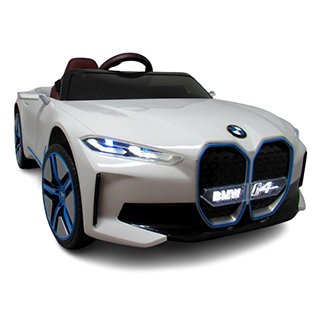 Megacar Detské elektrické autíčko BMW I4. multifunkčný volant, USB, MP3, diaľkové ovládanie 2x 45 W, 1x12V 4,5 Ah, biele