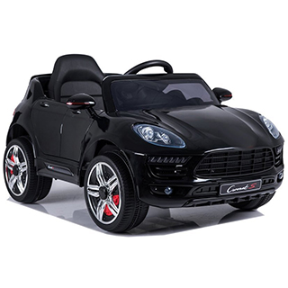 Elektrické autíčko Megacar Porshe CORONET diaľkové ovládanie, EVA kolesá, kožené sedadlo, MP3, SD a USB,  2 x 45 W, 12V, čierne
