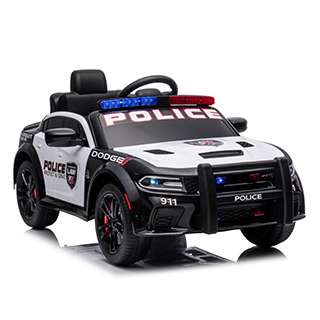 Megacar Detské elektrické autíčko Dodge Charger policajný 2x45W, 12V 7Ah, bielo-čierny