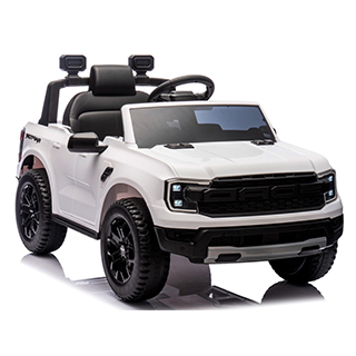 Megacar Ford Ranger Raptor, 2 x 45W, 1 x 10,8 V 3,1Ah, USB, MP3, kolesá z EVA peny, kožené sedadlo, biele