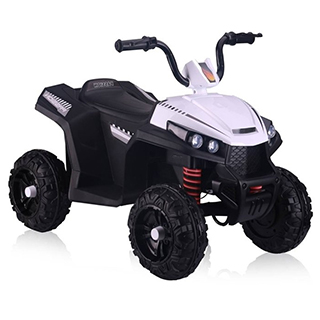 Megacar detská elektrická štvorkolka S601, kožené sedadlo, EVA kolesá, predné LED svetlá, 2x45W, 2x6V 4,5Ah, biela