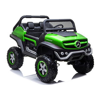 Megacar Mercedes Unimog 4x4, 4x45W, 12V 14Ah, zelené