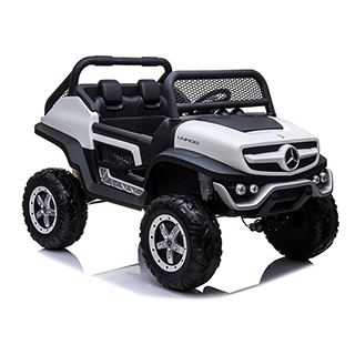 Megacar Mercedes Unimog 4x4, 4x45W, 12V 14Ah, biele
