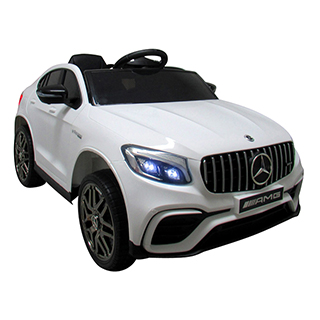 Detské elektrické autíčko SUV Megacar Mercedes GLC63s 4x4, multifunkčný volant USB + MP3 4x45W, 12V 7Ah, biele