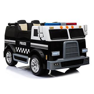 Megacar Policajné auto,  2x12V - 10 000 ot./min, 12V 10Ah, čierne