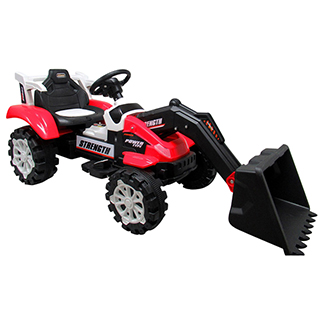 Megacar Traktor-bager CM4, 1x30W, 6V 4,5Ah, červený