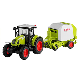 LEANTOYS Farmland detský traktor s lisom na balíky, 37,5 cm