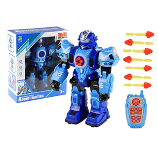 LEANTOYS Robot-Fighting detský robot strieľajúci náboje R/C, modrý