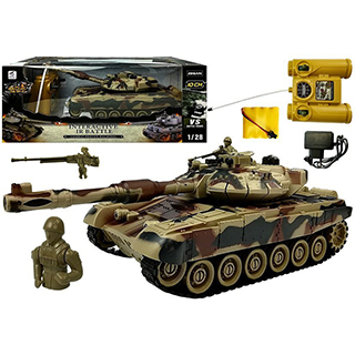 LEANTOYS Zegan detský tank T-34, R/C, 42 cm, 1:28, moro