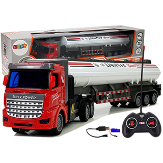 LEANTOYS Truck detský kamión s plynovou cisternou R/C, 1:48, červeno-biely