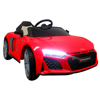 Detské elektrické autíčko Megacar Audi R8 Sport, kolesá EVA pena, rádio USB, MP3, diaľkové ovládanie, kožená sedačka , 2x35W, 12V, červená