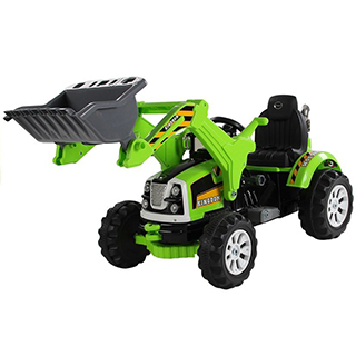 MEGACAR traktor-bager 2x45W, 2x6V 7Ah, zelený