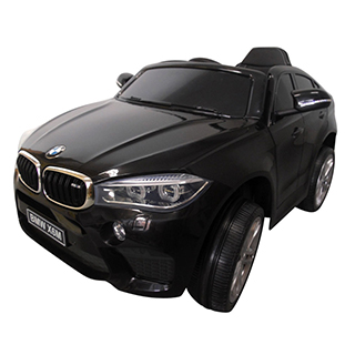 Detské elektrické autíčko Megacar BMW X6M, kožené sedadlo, USB, MP3, SD karty, diaľkové ovládanie, EVA kolesá, multifunkčný volant, 2x 45 W, 12V 7Ah, čierne