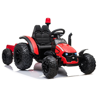 Megacar detský elektrický traktor HZB200 s vlečkou, 2x45W, 1 x 12V 7Ah, červený